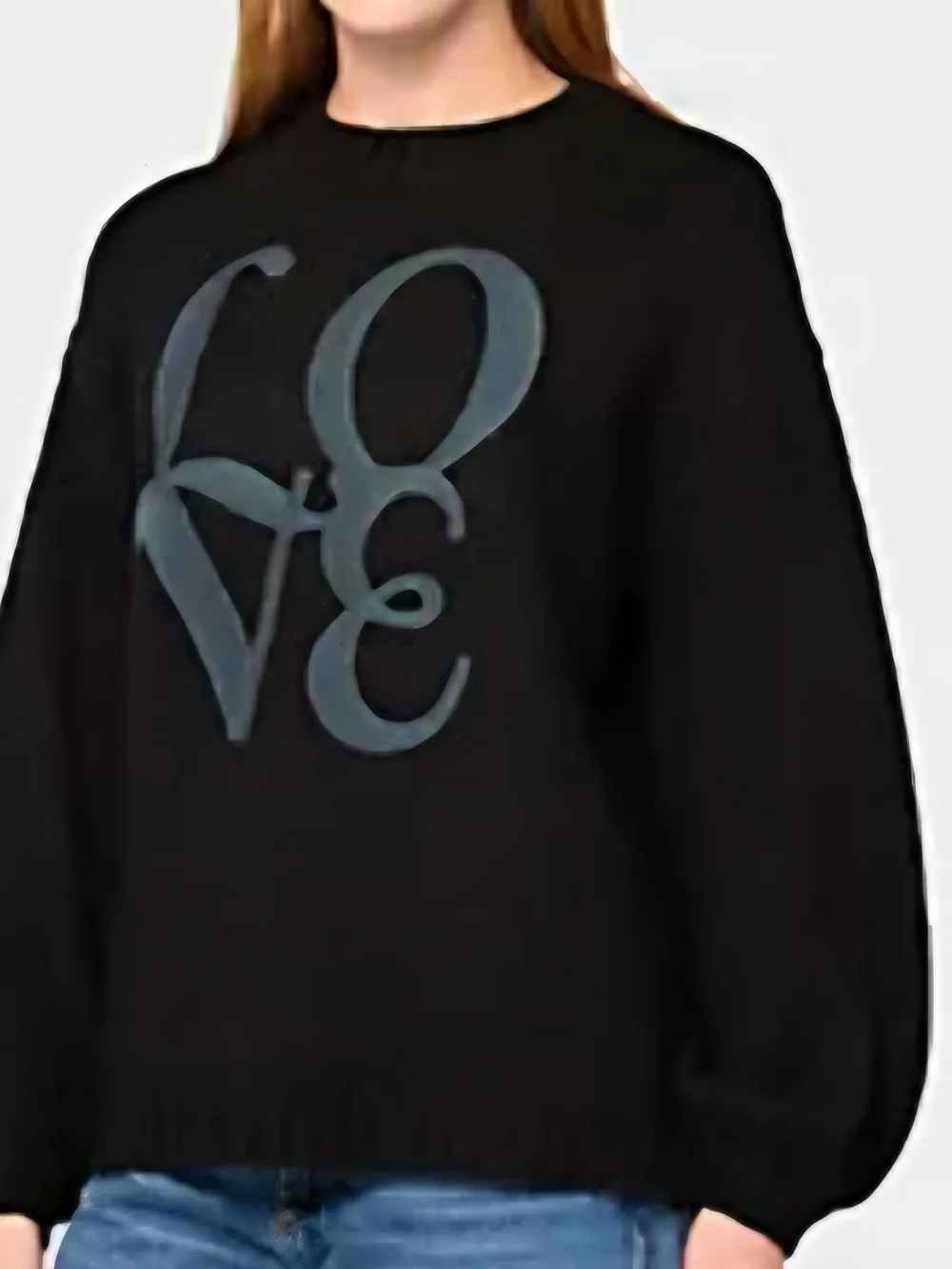 Love Graphic Black Women's Sweater